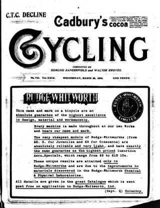 cover page of Cycling published on March 29, 1905