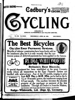 cover page of Cycling published on April 26, 1905