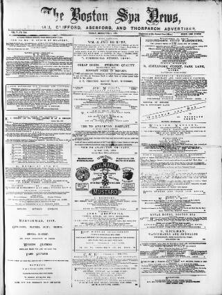 cover page of Boston Spa News published on December 5, 1879