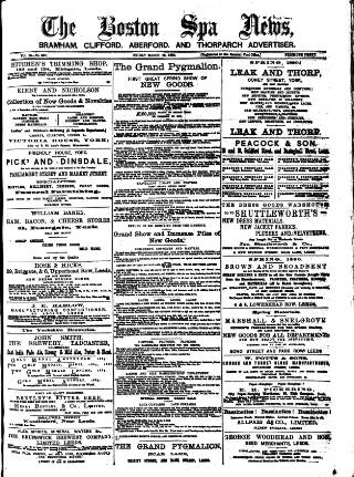 cover page of Boston Spa News published on March 28, 1890