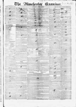 cover page of Manchester Examiner published on April 25, 1846