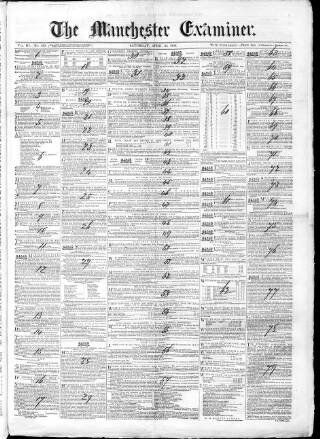 cover page of Manchester Examiner published on April 22, 1848