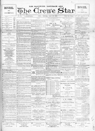 cover page of Nantwich, Sandbach & Crewe Star published on April 19, 1890