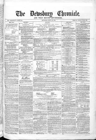 cover page of Dewsbury Chronicle and West Riding Advertiser published on April 24, 1875