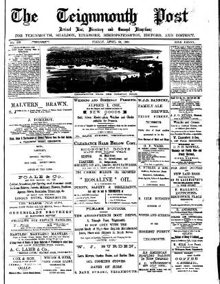 cover page of Teignmouth Post and Gazette published on April 26, 1889