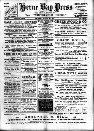 cover page of Herne Bay Press published on August 13, 1904