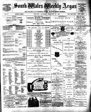 cover page of South Wales Weekly Argus and Monmouthshire Advertiser published on February 24, 1894