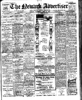 cover page of Newark Advertiser published on April 20, 1932