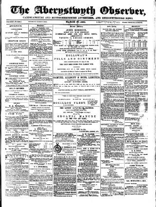 cover page of Aberystwyth Observer published on March 29, 1890