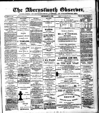 cover page of Aberystwyth Observer published on December 5, 1895