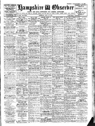 cover page of Hampshire Observer and Basingstoke News published on April 24, 1915