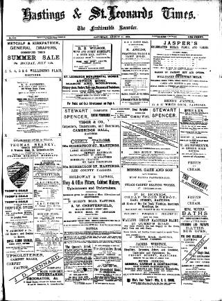 cover page of Hastings & St. Leonards Times published on August 11, 1894