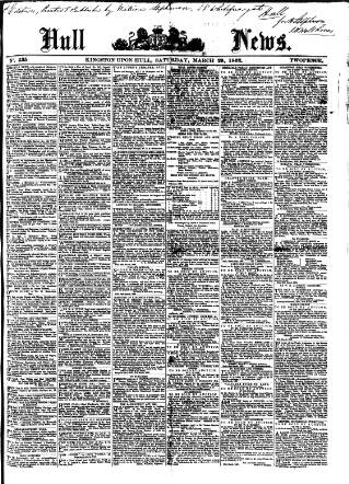 cover page of Hull Daily News published on March 29, 1862