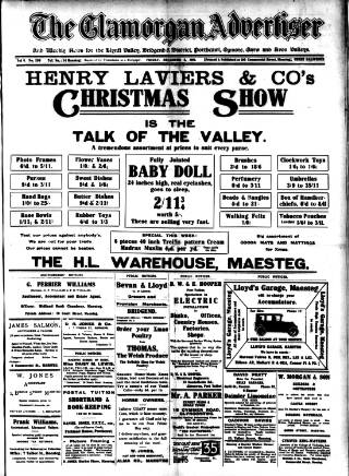 cover page of Glamorgan Advertiser published on December 5, 1924