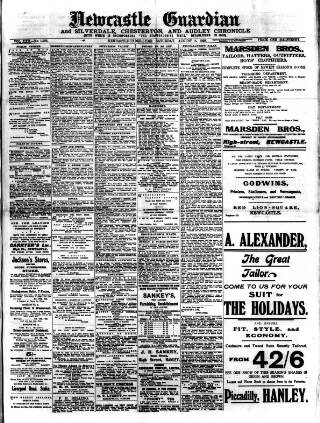 cover page of Newcastle Guardian and Silverdale, Chesterton and Audley Chronicle published on August 8, 1908