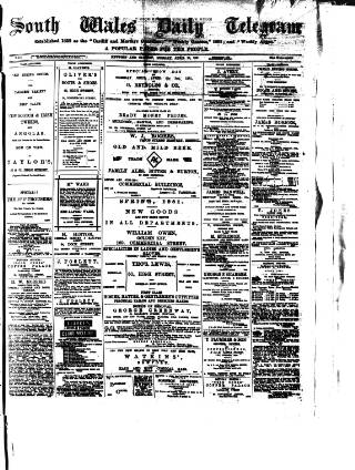 cover page of South Wales Daily Telegram published on April 25, 1881
