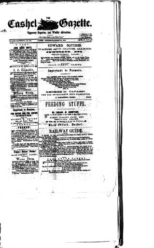cover page of Cashel Gazette and Weekly Advertiser published on August 11, 1877