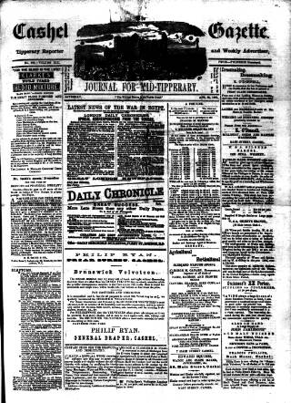 cover page of Cashel Gazette and Weekly Advertiser published on April 25, 1885
