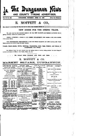 cover page of Dungannon News published on April 24, 1902