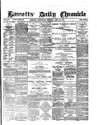 cover page of Bassett's Chronicle published on April 19, 1876