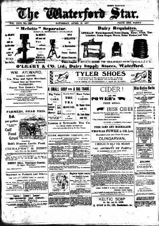 cover page of Waterford Star published on April 19, 1913