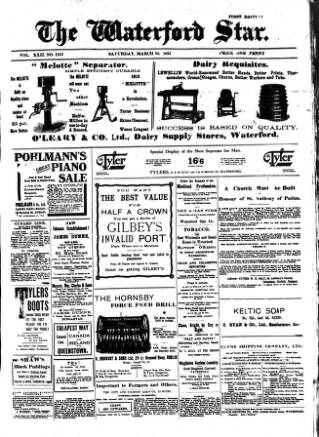 cover page of Waterford Star published on March 28, 1914