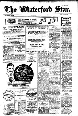 cover page of Waterford Star published on June 2, 1917