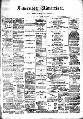 cover page of Inverness Advertiser and Ross-shire Chronicle published on December 3, 1880