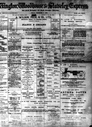 cover page of Eckington, Woodhouse and Staveley Express published on December 3, 1897
