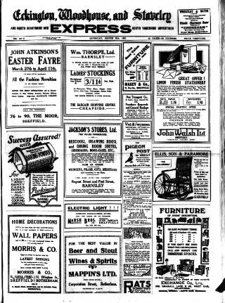 cover page of Eckington, Woodhouse and Staveley Express published on March 28, 1925