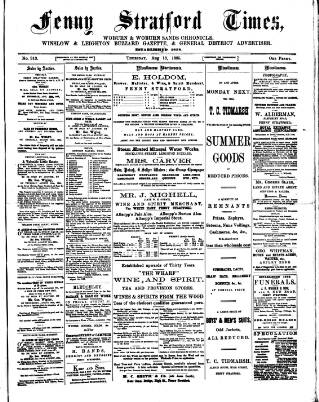 cover page of North Bucks Times and County Observer published on August 13, 1885