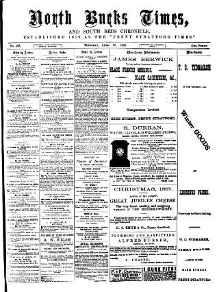 cover page of North Bucks Times and County Observer published on April 26, 1888