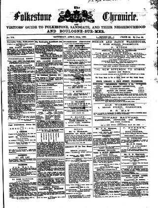 cover page of Folkestone Chronicle published on April 24, 1869