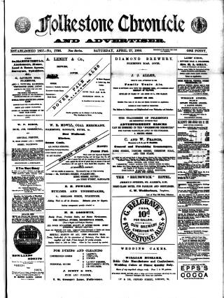cover page of Folkestone Chronicle published on April 27, 1889