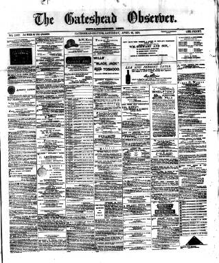 cover page of Gateshead Observer published on April 20, 1878