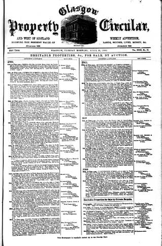 cover page of Glasgow Property Circular and West of Scotland Weekly Advertiser published on April 20, 1886