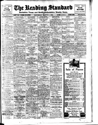cover page of Reading Standard published on March 1, 1924