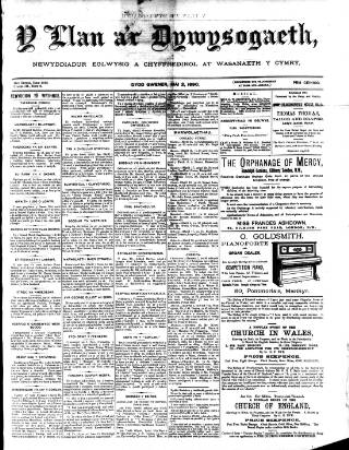 cover page of Y Llan published on May 2, 1890