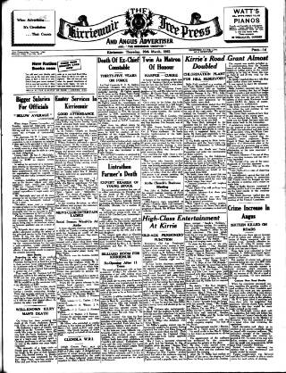 cover page of Kirriemuir Free Press and Angus Advertiser published on March 29, 1951