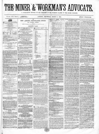 cover page of British Miner and General Newsman published on March 5, 1864