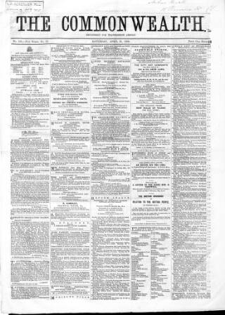 cover page of British Miner and General Newsman published on April 28, 1866
