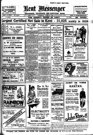 cover page of Kent Messenger & Gravesend Telegraph published on April 19, 1930