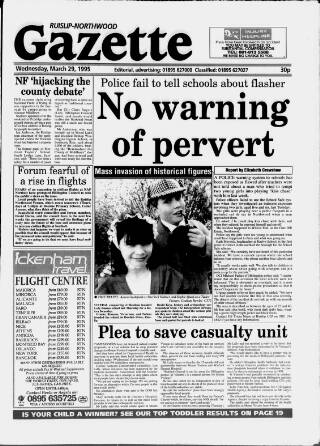 cover page of Ruislip & Northwood Gazette published on March 29, 1995