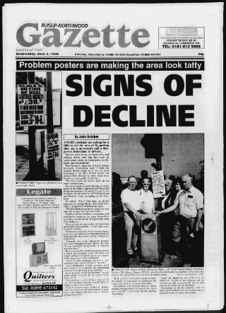 cover page of Ruislip & Northwood Gazette published on June 2, 1999