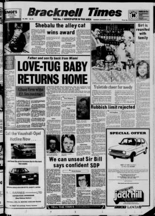 cover page of Bracknell Times published on December 3, 1981