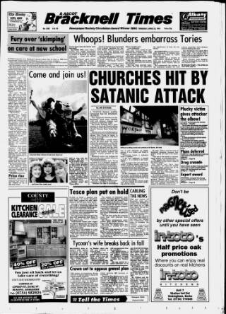 cover page of Bracknell Times published on April 25, 1991