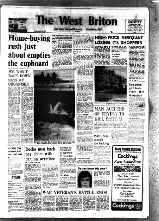 cover page of West Briton and Cornwall Advertiser published on April 20, 1978