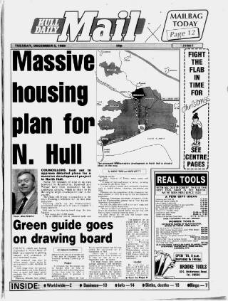 cover page of Hull Daily Mail published on December 5, 1989