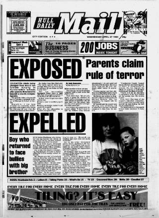 cover page of Hull Daily Mail published on April 27, 1994