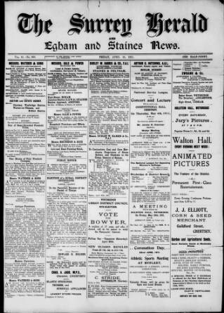 cover page of Surrey Herald published on April 28, 1911